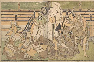 Four Actors in Unidentified Roles, late 18th century. Creator: Shunsho