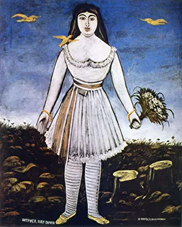 Bunch Of Flowers Prints: The Actress Margarita, 1909. Artist: Niko Pirosmanishvili