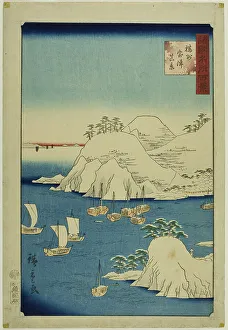 Rissho Prints: Actual View of Muro Harbor, Banshu Province (Banshu Muro-tsu shinkei) from the series