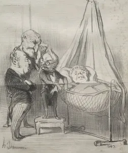 Actualities: Decidedly, she is very ill!... 1851. Creator: Honore Daumier (French