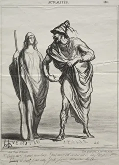 Actualities, plate 181: What do you take me for! Take my arm, 1866. Creator: Honore Daumier