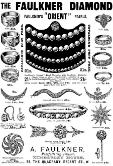 Diamonds Prints: Advertisement for A. Faulkner, Manufacturing Jeweller, 1895. Creator: Unknown