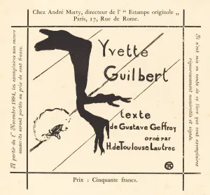 Advertisement for the Album Yvette Guilbert, 1894. Creator: Henri de Toulouse-Lautrec