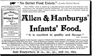 Dietary Supplement Prints: Advertisement for Allen Hanburys Infants Food