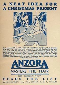 Advertisement for Anzora hair fixative, 1936. Creator: Unknown