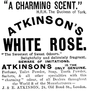 Scented Prints: Advertisement for Atkinson's White Rose
