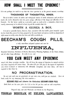 Epidemic Prints: Advertisement for Beecham's Cough Pills, 1890. Creator: Unknown