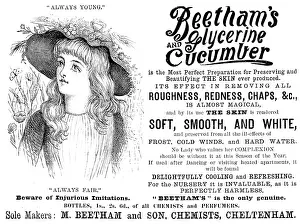 Advertisement for Beetham's Glycerine and Cucumber, 1890. Creator: Unknown
