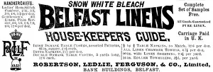 Handkerchiefs Prints: Advertisement for Belfast Linens, 1890. Creator: Unknown