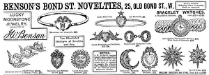 Crescent Moon Prints: Advertisement for Benson's Bond St. Novelties, 1890. Creator: Unknown