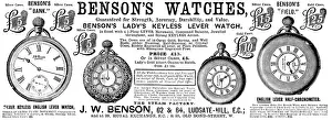 Timepiece Prints: Advertisement for Benson's Watches, 1890. Creator: Unknown