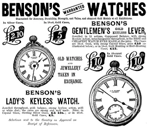 Timepiece Prints: Advertisement for Benson's Watches