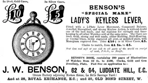 Advertisement for Benson's Watches - "Special Make" Lady's Keyless Lever, 1895