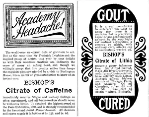 Gout Prints: Advertisement for Bishop's Citrate of Caffeine and Citrate of Lithia
