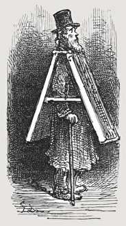 Letter A Prints: Advertising Board - Man, 1872. Creator: Gustave Doré