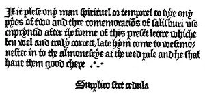 Caxton Collection: Advertisement for a book printed by William Caxton, 15th century (1893)
