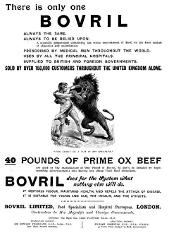Dangerous Prints: Advertisement for Bovril, 1898. Creator: Unknown