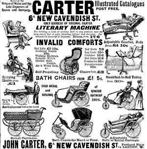 Stretcher Prints: Advertisement for Carter's invalid comforts