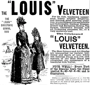 Draper Prints: Advertisement for the Celebrated 'Louis' Velveteen, 1890. Creator: Unknown