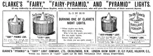 Lights Prints: Advertisement for Clarke's 'Pyramid' & 'Fairy' Light Company