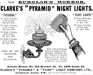 Lampshade Prints: Advertisement for Clarke's 'Pyramid' Night Lights