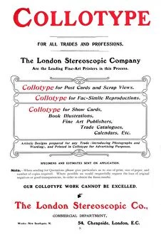 London Stereoscopic Company Collection: An advert for the Collotype process offered by The London Stereoscopic Company, 1903