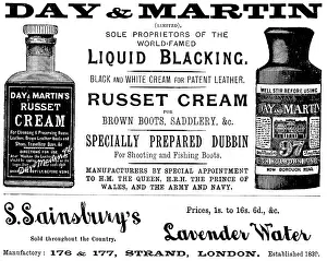 Leather Prints: Advertisement for Day & Martin, blacking and dubbin, 1895. Creator: Unknown
