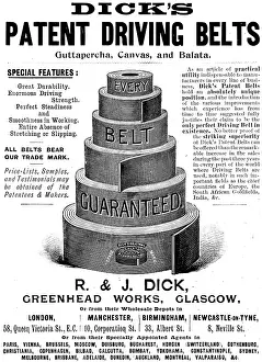 Machine Prints: Advertisement for Dick's Patent Driving Belts