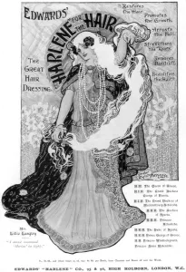 Emilie Charlotte Langtry Prints: Advertisement for Edwards Harlene for Hair, 1902