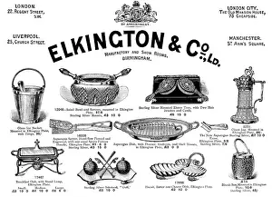 Tongs Prints: Advertisement for Elkington & Co. Ltd. manufactory and show rooms, 1895. Creator: Unknown