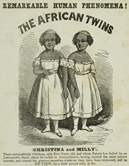 Freak Show Prints: Advertisement for exhibition featuring The African Twins at Egyptian Hall
