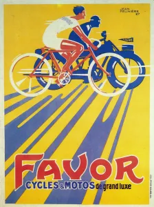 Motorcycling Prints: Advertisement for Favor bicycles and motorcycles, 1927. Artist: Jean Pruniere