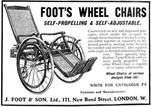 Images Dated 23rd January 2009: Advert for Foots wheelchairs, 1910