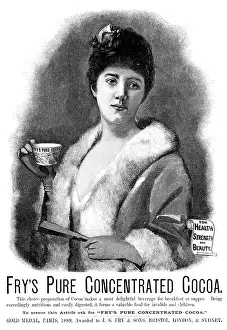 Hot Chocolate Prints: Advertisement for Fry's Pure Concentrated Cocoa, 1890. Creator: Unknown