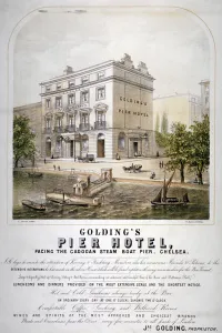Advertisement for Goldings Pier Hotel, Chelsea, London, c1860
