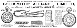 Timepiece Prints: Advertisement for Goldsmiths Alliance, Limited, 1890. Creator: Unknown