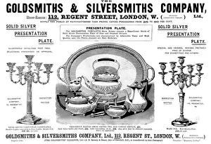 Teapot Prints: Advertisement for the Goldsmiths & Silversmiths Company, 1898. Creator: Unknown