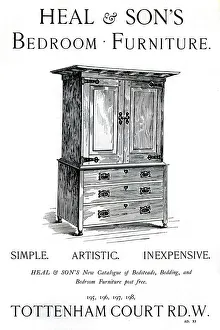 Woodwork Prints: An advertisement for Heal and Sons bedroom furniture, 1898
