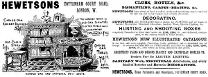 Advertisement for Hewetsons carved oak and antiques, 1895. Creator: Unknown