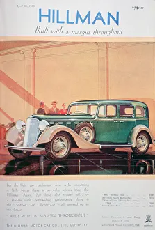 Car Showroom Prints: Advert for Hillman motor cars, 1935