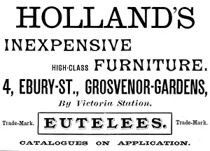 Cheap Prints: Advertisement for Holland's Inexpensive Furniture, 1890. Creator: Unknown