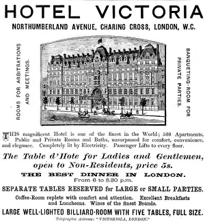 Elevator Prints: Advertisement for the Hotel Victoria, 1890. Creator: Unknown