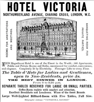 Elevator Prints: Advertisement for the Hotel Victoria, 1890. Creator: Unknown