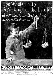 Cookery Prints: Advertisement for Hugon's 'Atora' Beef Suet