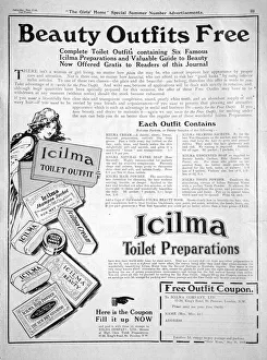 Beauty Product Gallery: Advert for Icilma Toilet Preparations, 1913