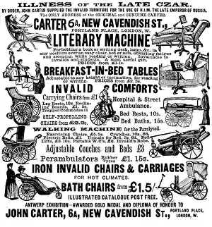 Disability Prints: Advertisement for John Carter's invalid furniture