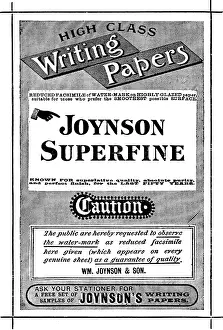 Mail Order Prints: Advertisement for Joynson Superfine High Class Writing Papers, 1890. Creator: Unknown
