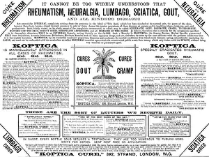 Cure Prints: Advertisement for Koptica, the famous Persian Herbal Specific, 1890. Creator: Unknown