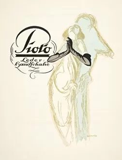 Advertisement for Leather Gloves from Pioto, from Styl, pub. 1922 (pochoir Print)
