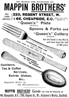 Knife Prints: Advertisement for Mappin Brothers cutlery, 1895. Creator: Unknown